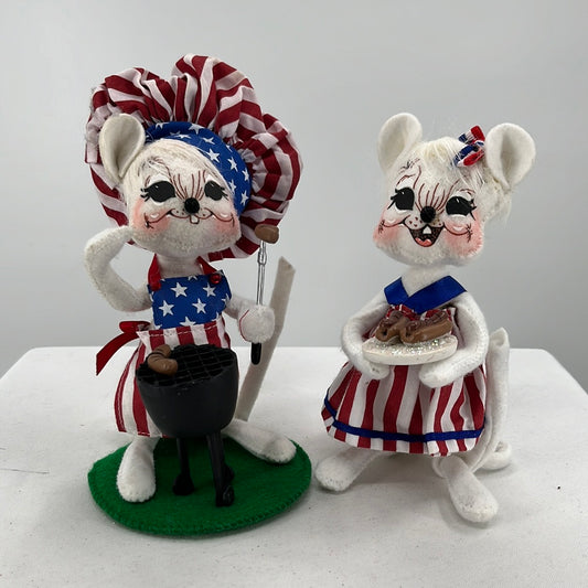 July 4th Cookout Mice Annalee Doll (set of 2)