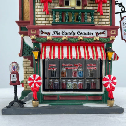 Department 56 Christmas in the City The Candy Counter, front view close-up.