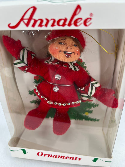 Christmas Candy Elf Annalee Doll Ornament 4”