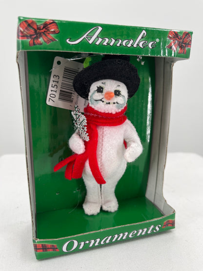 Silver Sparkle Snowman Annalee Doll Ornament 5”