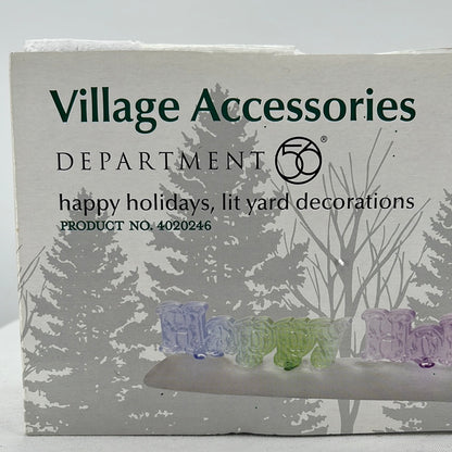 Department 56 Village Accessories Happy Holidays Lit Yard Decoration packaging, front view close-up.