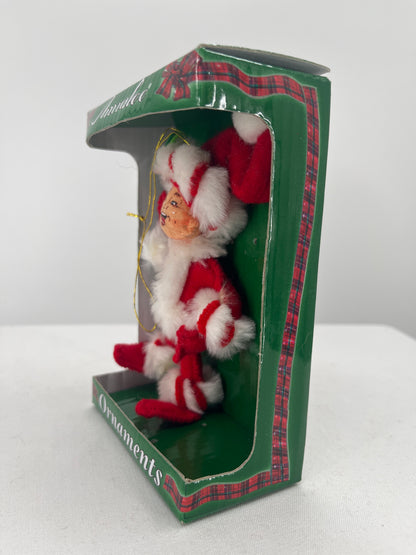 Annalee Doll Peppermint Twist Elf Christmas Ornament 4”