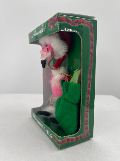 Annalee Doll Flamingo Santa Christmas Ornament 5”