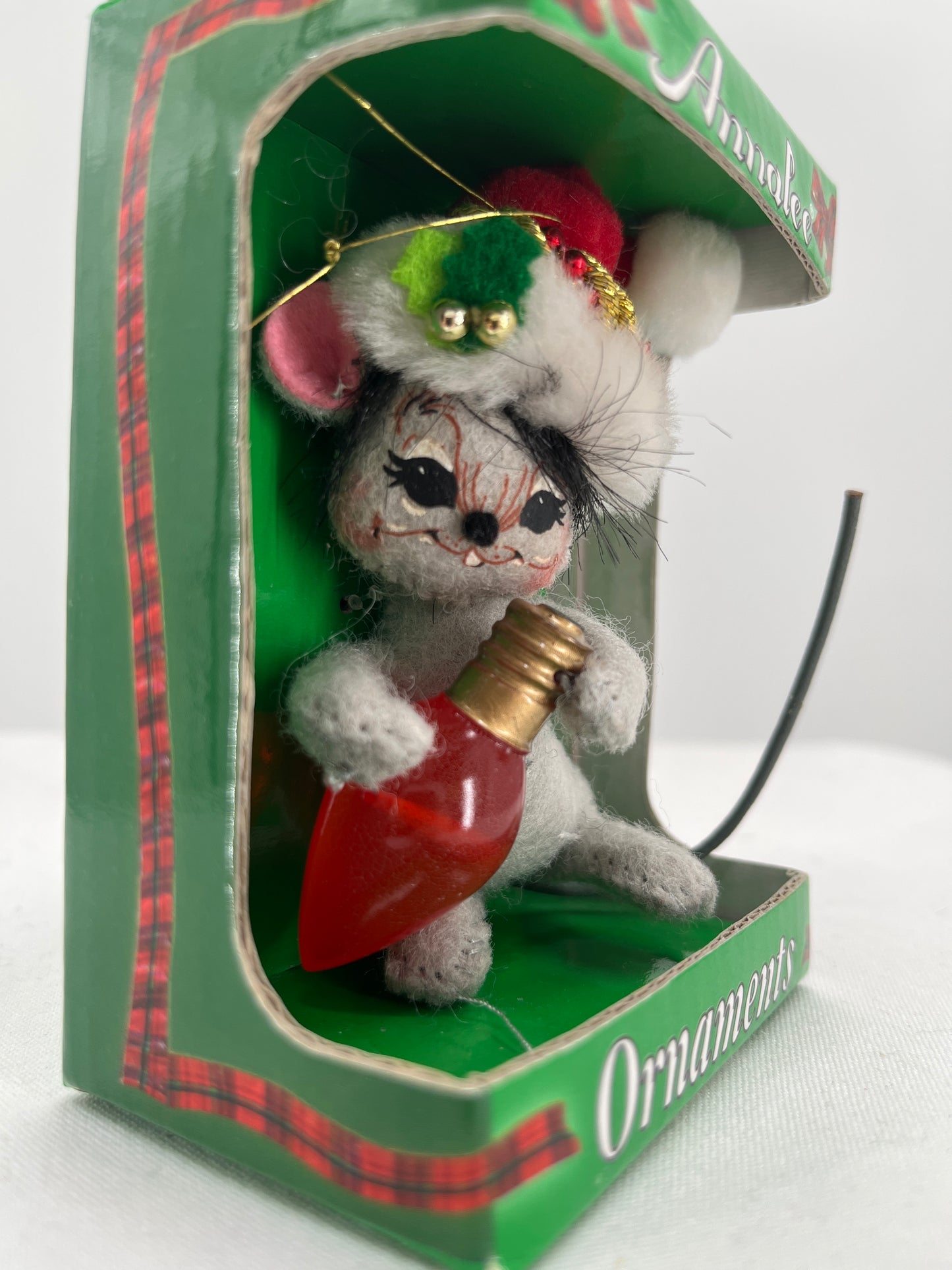 Christmas Lights Mouse Annalee Doll Ornament 3”