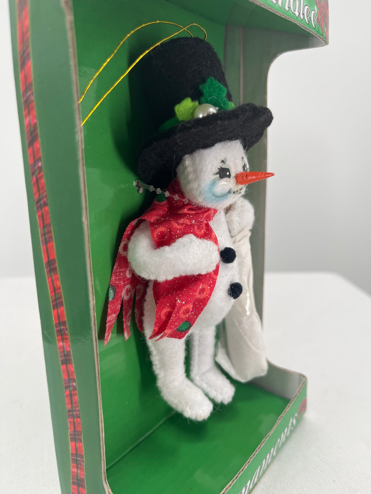 Glitter Snowman Annalee Doll Christmas Ornament 5”