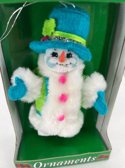 Winter Whimsy Snowman Annalee Doll Ornament 5”