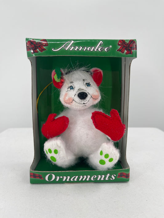 Annalee Doll Baby Polar Bear Christmas Ornament 3”