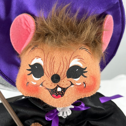 Halloween Annalee Doll Purple Witch Mouse, front view close-up.