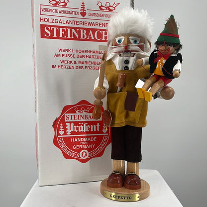 Steinbach Limited Edition Gepetto Nutcracker with packaging, front view.