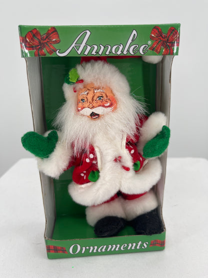 Holly Berry Santa Annalee Doll Ornament 5”