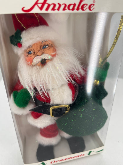 Vintage Santa with Presents Annalee Doll Ornament 6”