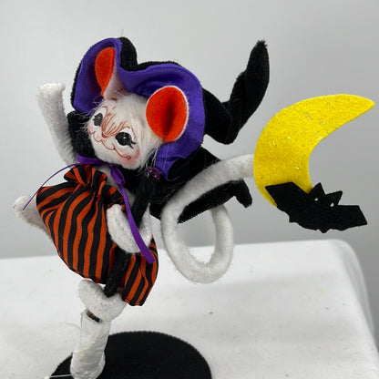 Halloween Annalee Doll Flying Witch Mouse, side view.