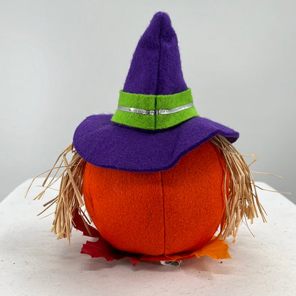 Halloween Annalee Doll Purple Witch Pumpkin, back view.