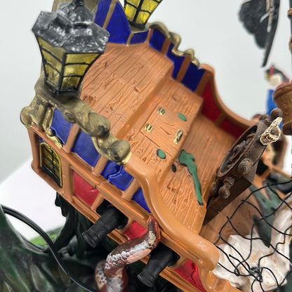 Department 56 Snow Village Halloween Ship of Sea Phantoms, back view close-up.