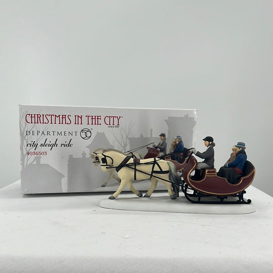 Department 56 Christmas in the City Sleigh Ride, side view.