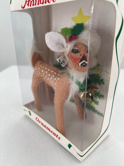 Christmas Bell Fawn Annalee Doll Ornament 4”