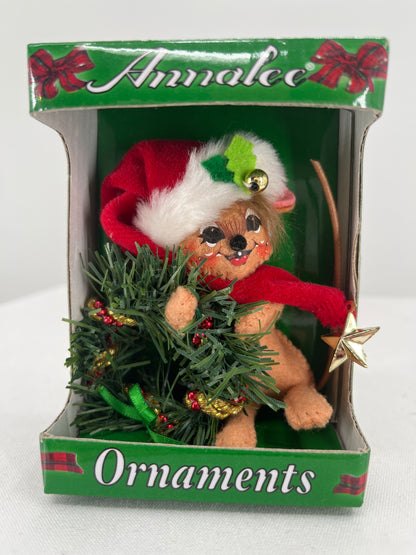 Christmas Wreath Mouse Annalee Doll Ornament 3”