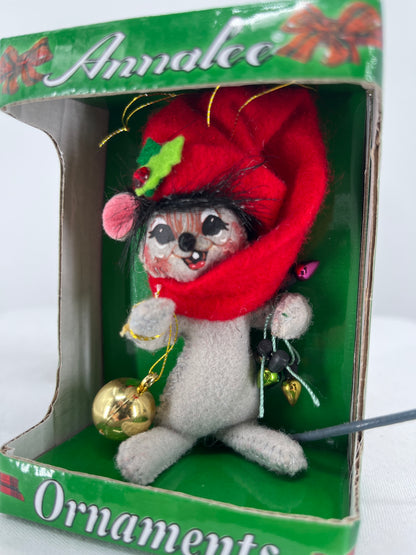 Tree Decorating Mouse Annalee Doll Ornament 3”