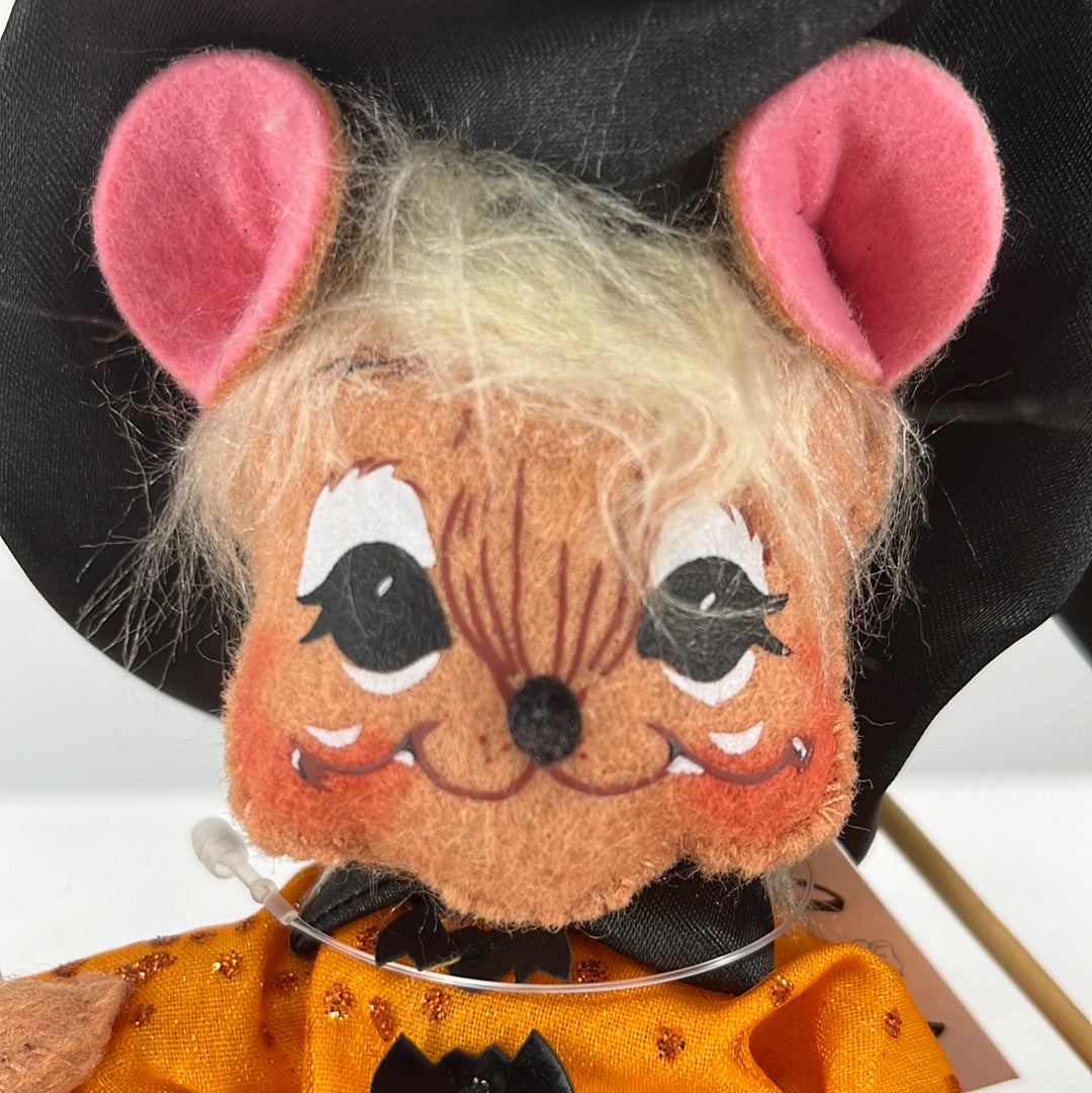 Halloween Annalee Doll Witch Mouse, front view close-up.