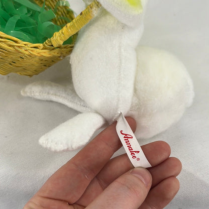 Easter Bunny with Yellow Basket Annalee Doll, date tag close-up.