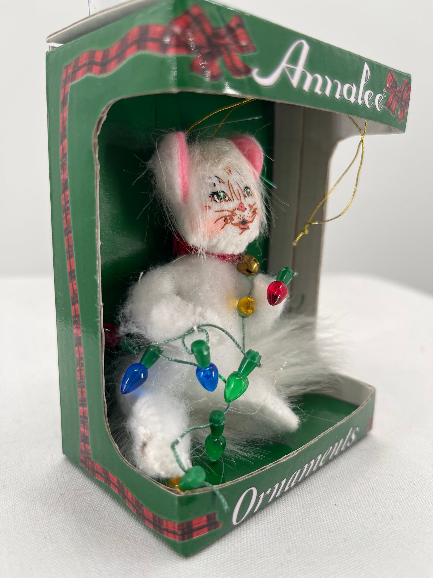 Christmas Lights Kitty Annalee Doll Ornament 3”