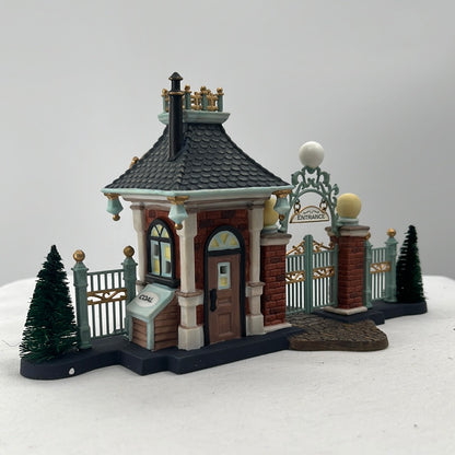 Department 56 Christmas in the City East Harbor Ferry (Set of 3) ticket booth, back view.