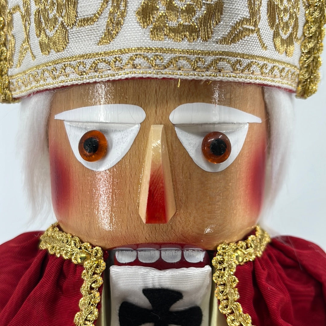 Steinbach Pope John Paul II Nutcracker, front view close-up.