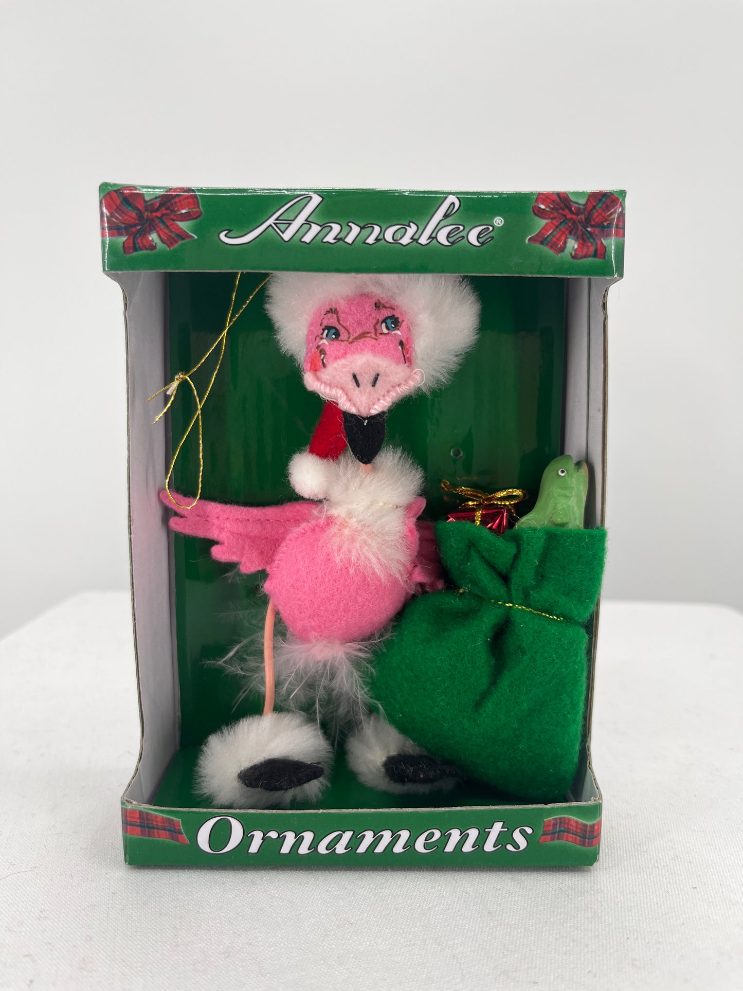 Annalee Doll Flamingo Santa Christmas Ornament 5”