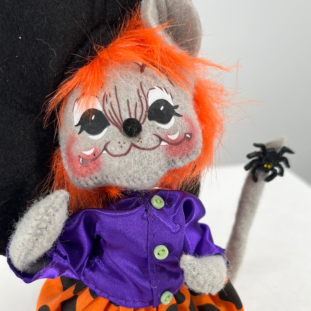 Halloween Annalee Doll Dotty Witch Mouse, front view close-up.