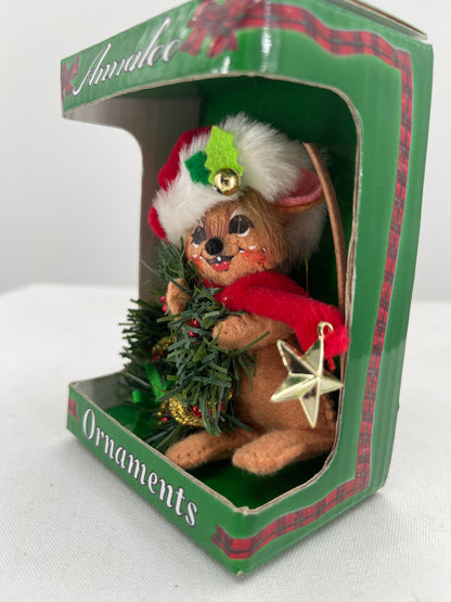 Christmas Wreath Mouse Annalee Doll Ornament 3”