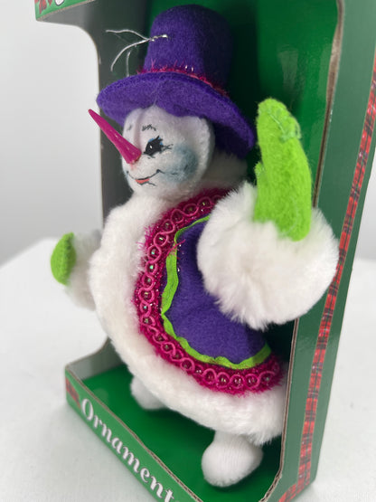 Winter Whimsy Snowman Annalee Doll Ornament 5”