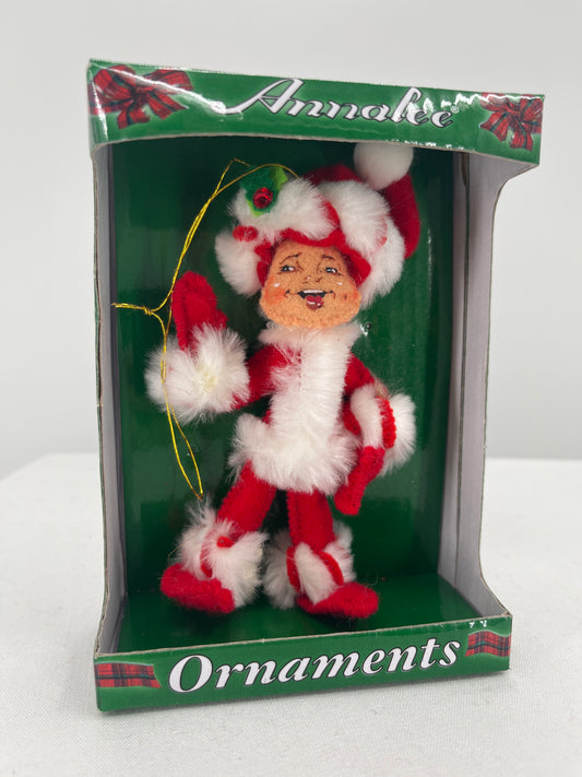 Annalee Doll Peppermint Twist Elf Christmas Ornament 4”