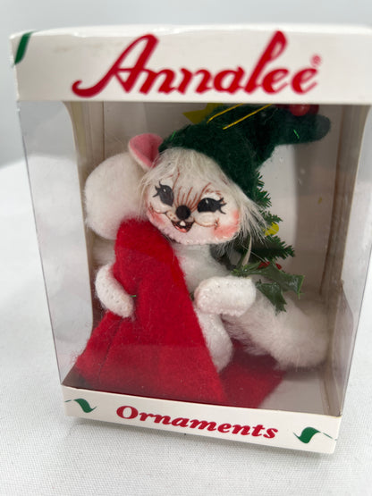 Mouse on Santa’s Hat Annalee Doll Ornament 3”