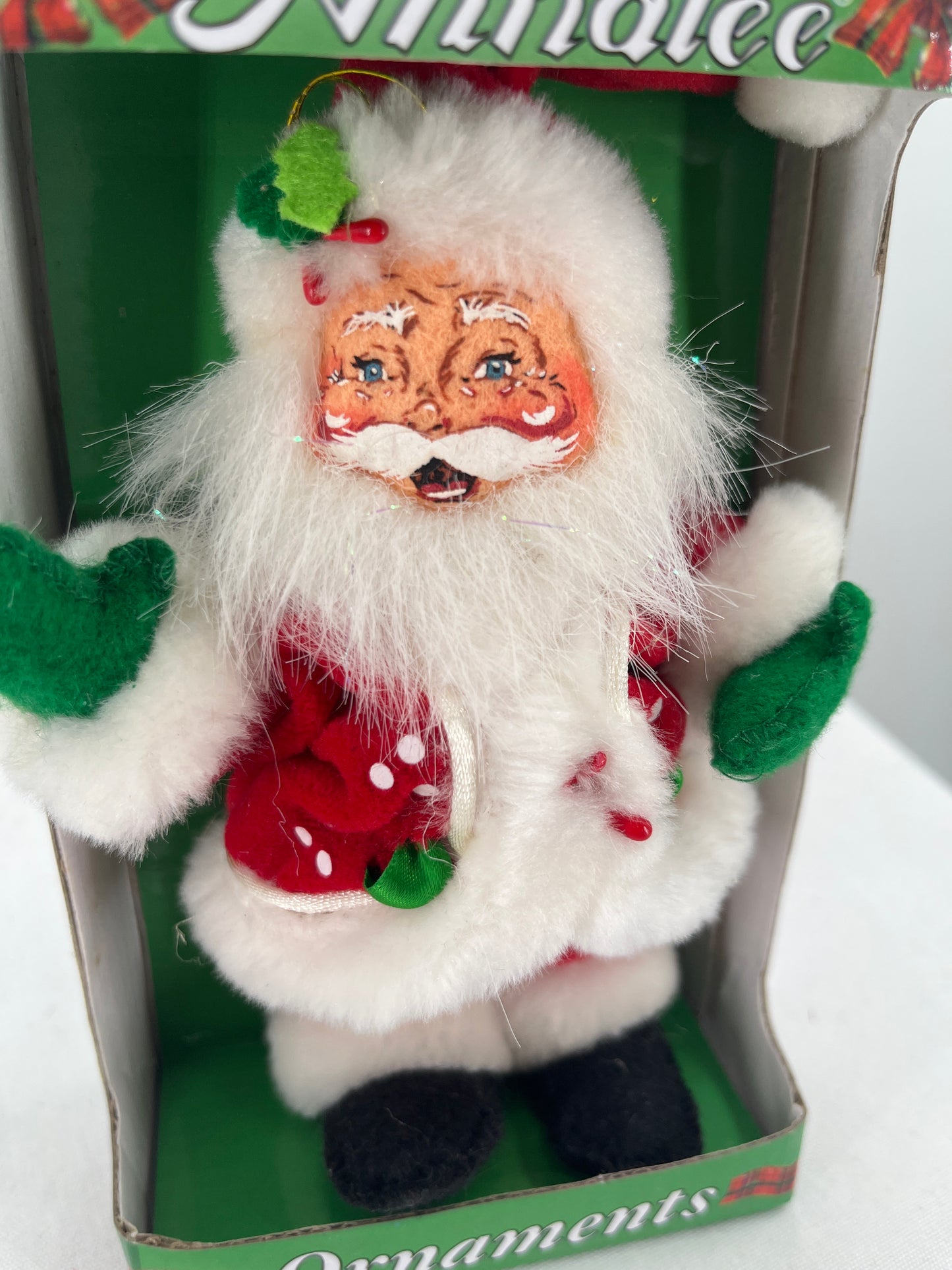 Holly Berry Santa Annalee Doll Ornament 5”