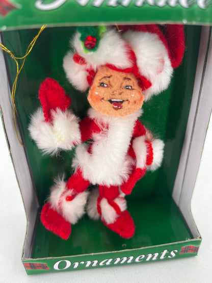 Annalee Doll Peppermint Twist Elf Christmas Ornament 4”