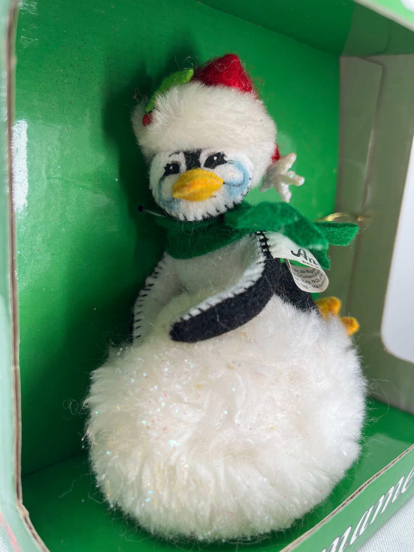 Playful Penguin Christmas Ornament Annalee Doll 3”