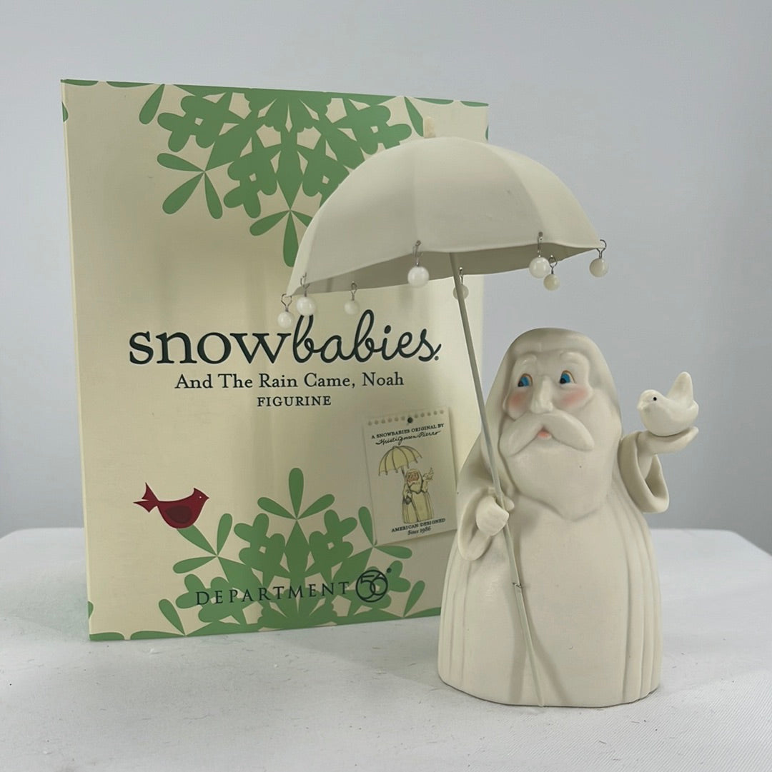 Department 56 Snowbabies And The Rain Came, Noah with packaging, front view.