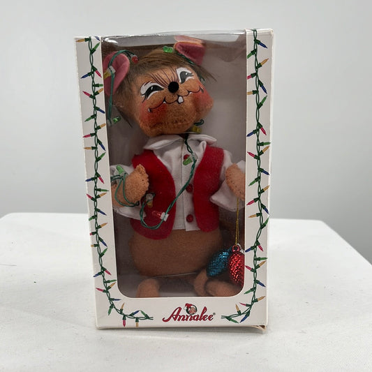 Christmas Lights Mouse Christmas Annalee Doll 6"