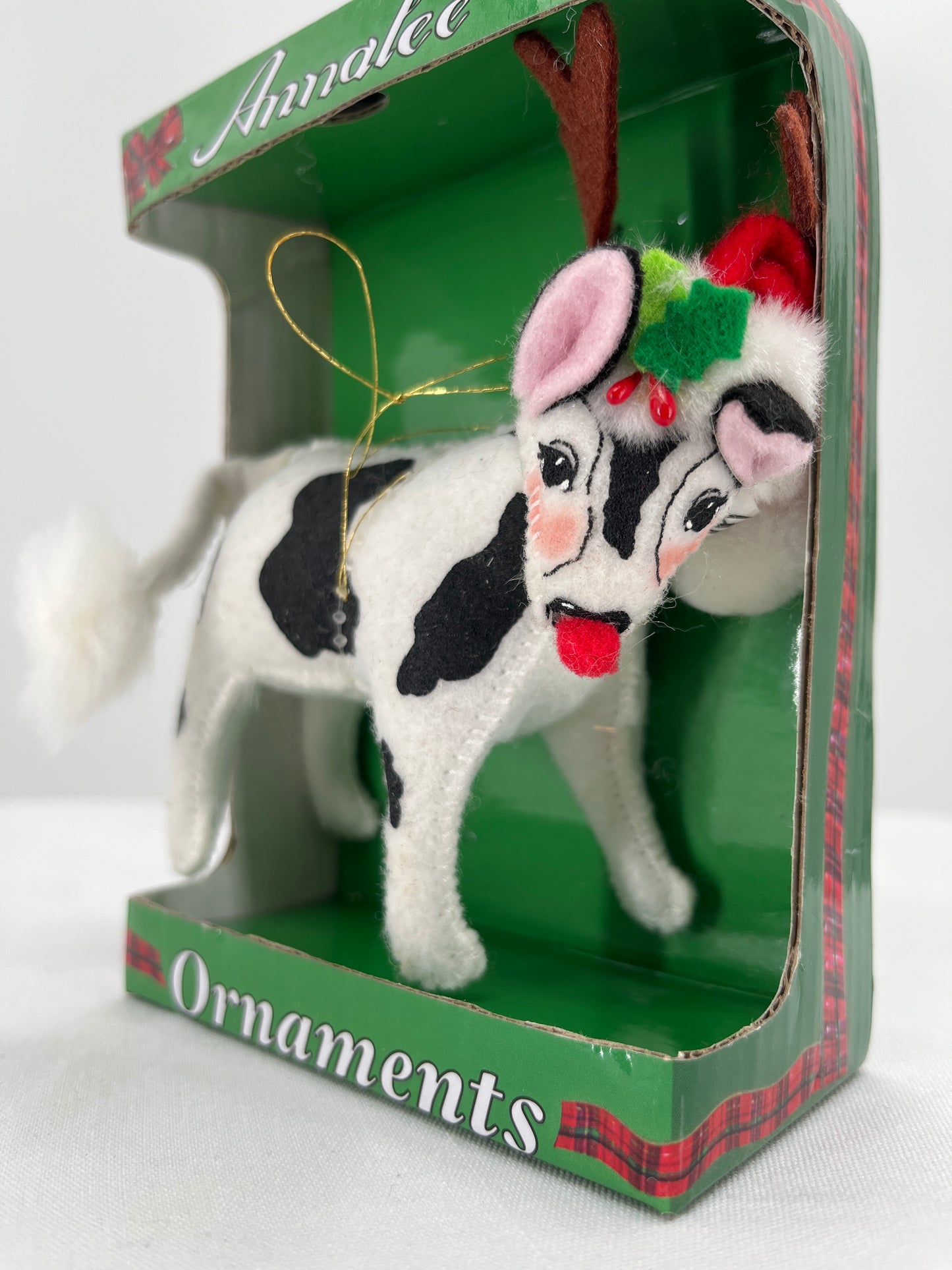 Christmas Cow Annalee Doll Ornament 3”