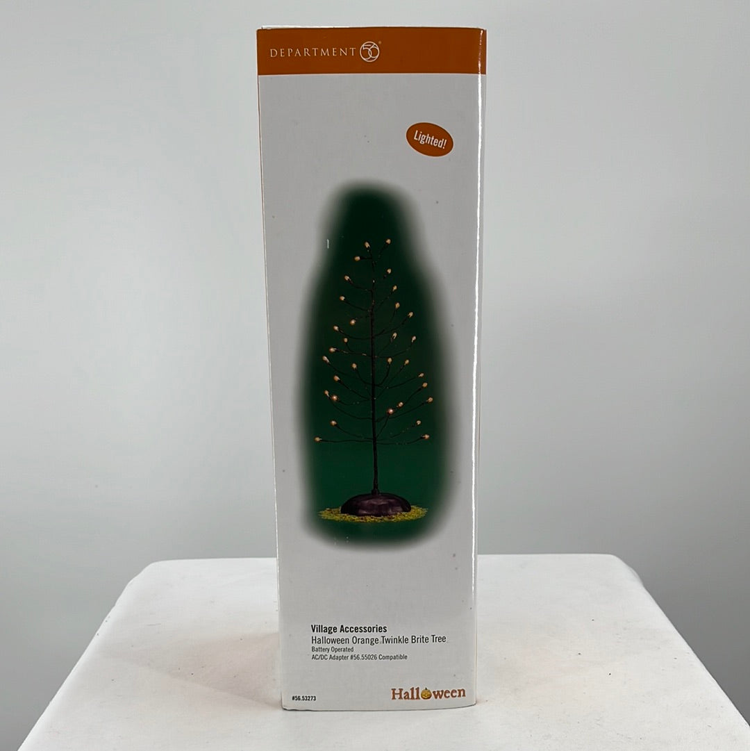 Department 56 Snow Village Halloween Orange Twinkle Brite Tree, packaging front view.