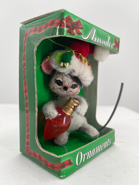 Christmas Lights Mouse Annalee Doll Ornament 3”