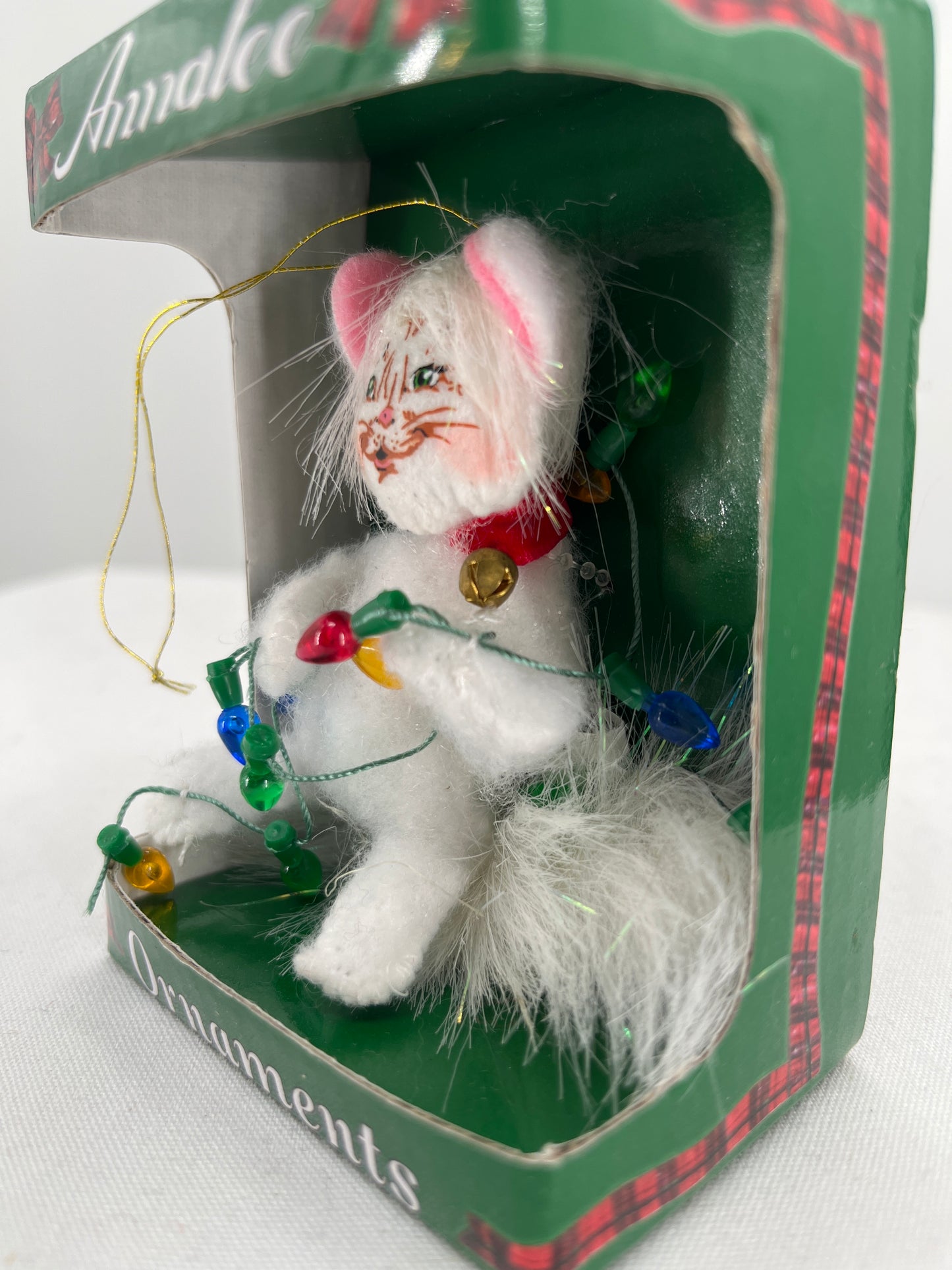 Christmas Lights Kitty Annalee Doll Ornament 3”