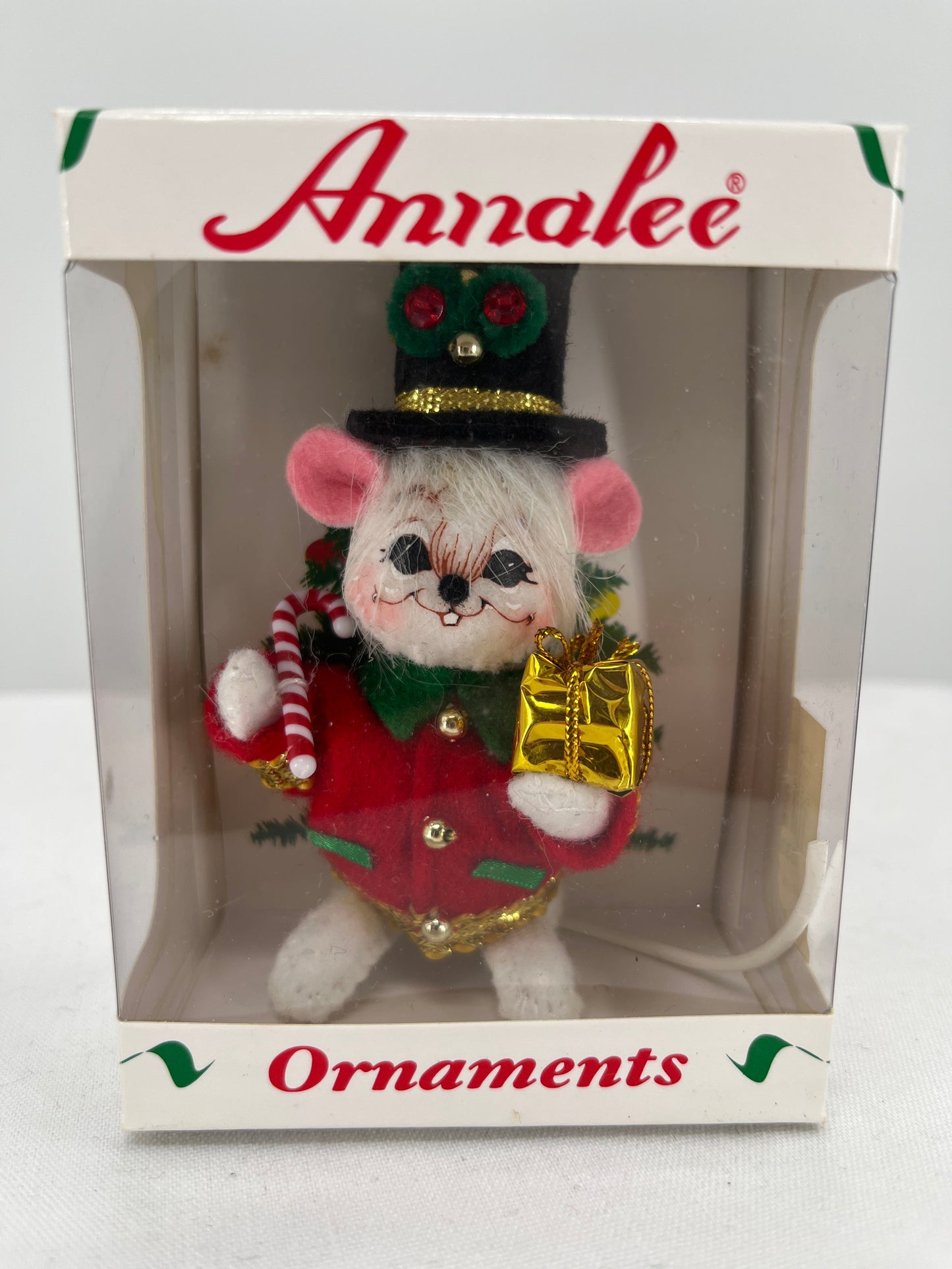 Elegant Christmas Mouse Annalee Doll Ornament 3”