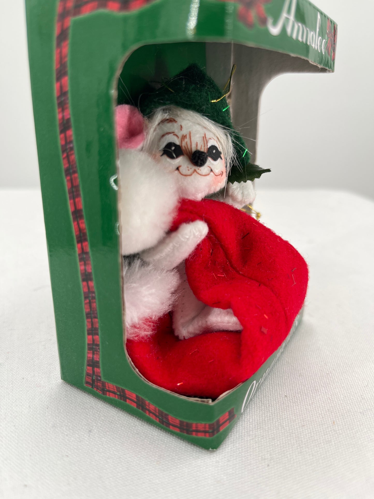 Mouse on Santa’s Hat Annalee Doll Ornament 3”