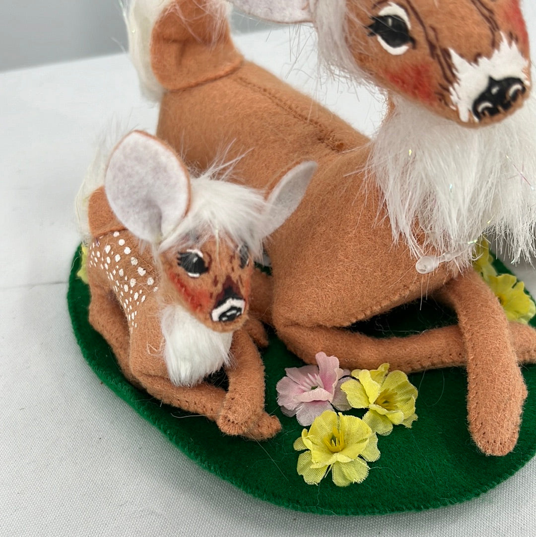 Spring Deer and Fawn Annalee Doll, front view close-up.