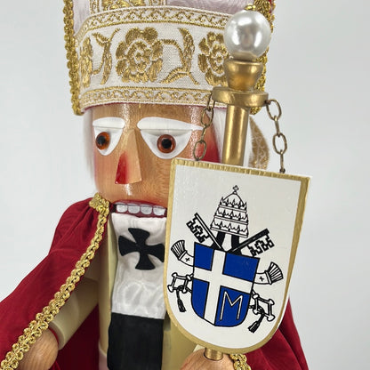 Steinbach Pope John Paul II Nutcracker, front view close-up.