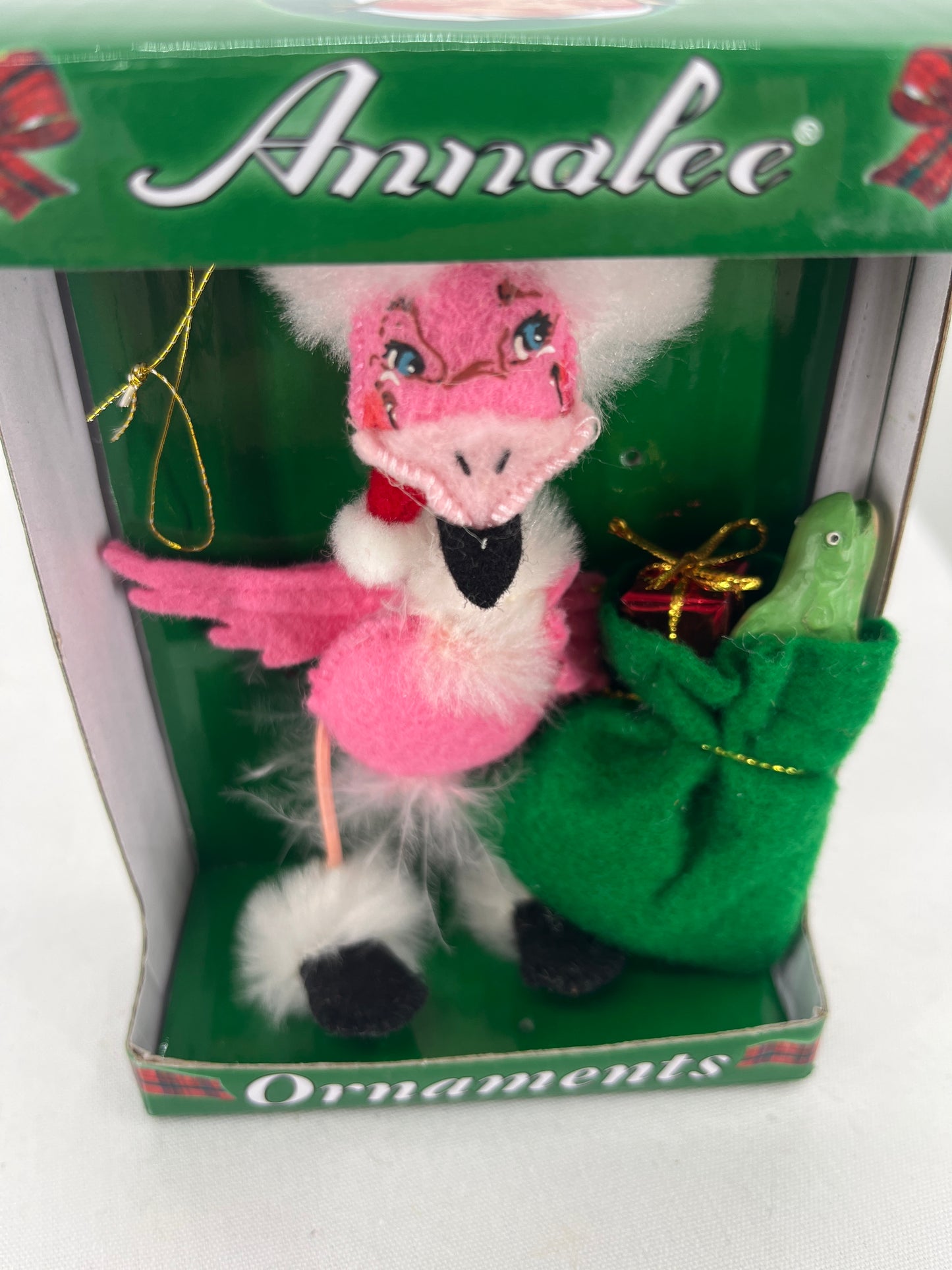 Annalee Doll Flamingo Santa Christmas Ornament 5”