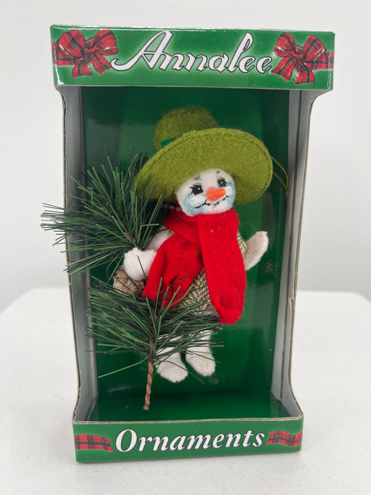 Annalee Doll Alpine Snowman Christmas Ornament 5”