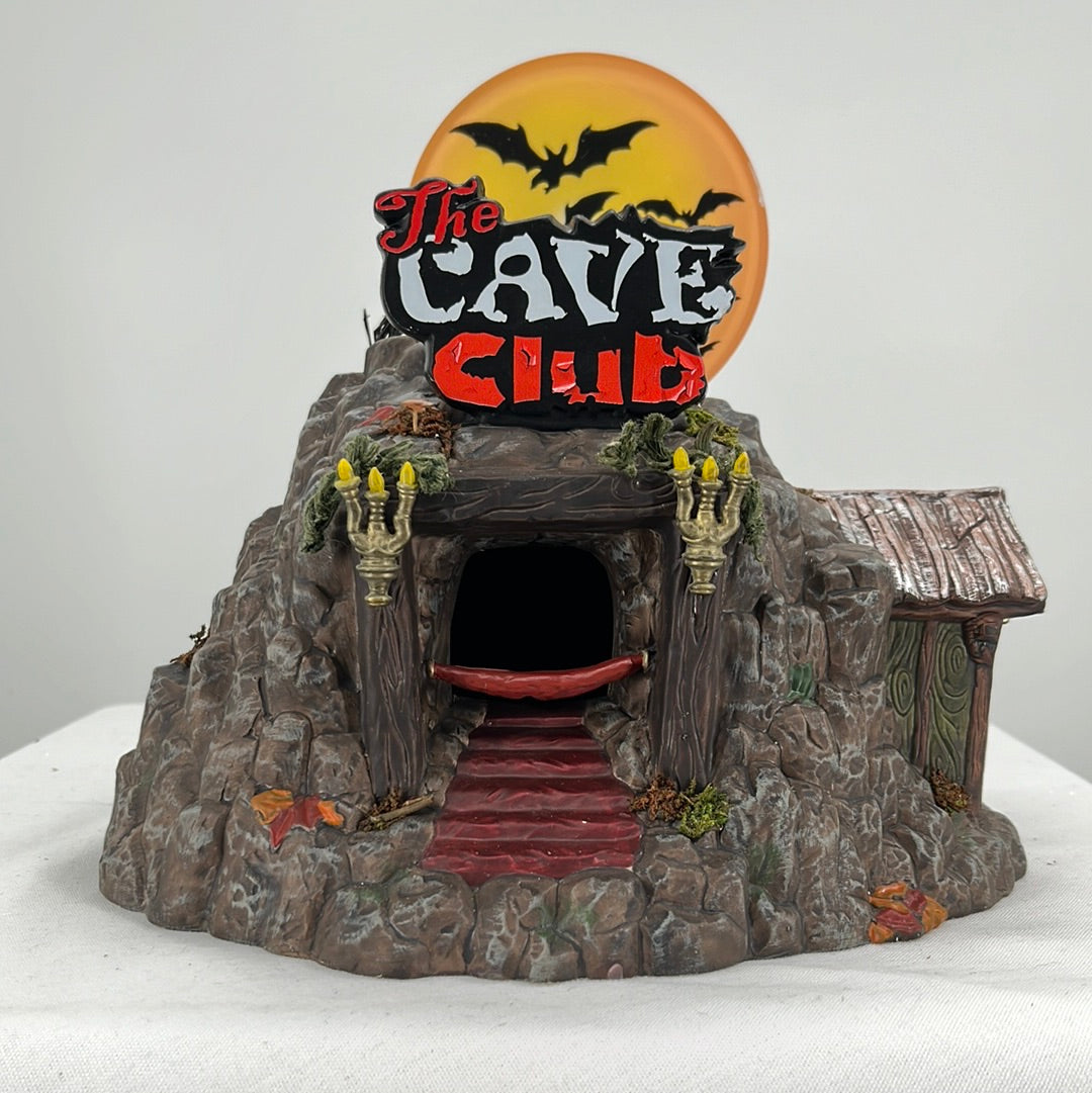 Department 56 Snow Village Halloween The Cave Club, front view.