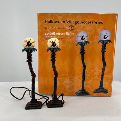 Department 56 Snow Village Halloween Eyeball Street Lights (Set of 2), front view.